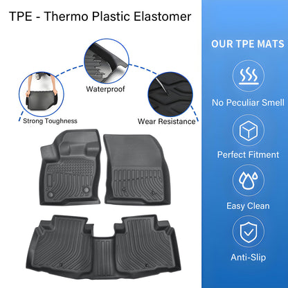 3Pcs TPE Floor Mats Liner For 2016-2023 Lincoln MKX Front & Rear 3D Waterproof