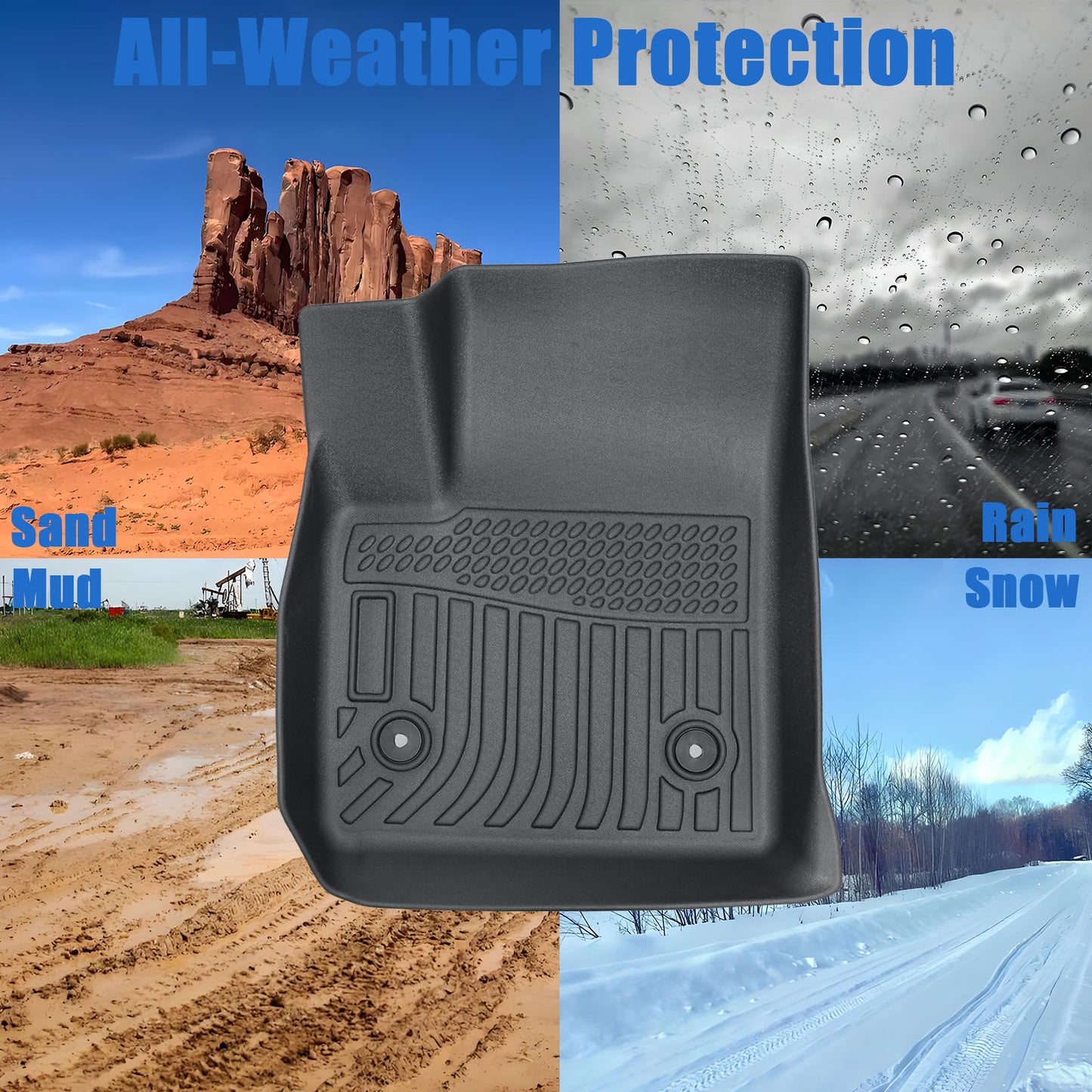 For 2019-2025 Cadillac XT4 Front & Rear Row TPE Floor Mats Liner All-Weather New