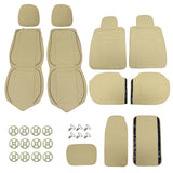 Leather Front+Rear 5-Seat Car For Toyota Seat Cover Full Set Protectors Beige