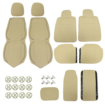Leather Front+Rear 5-Seat Car For Toyota Seat Cover Full Set Protectors Beige
