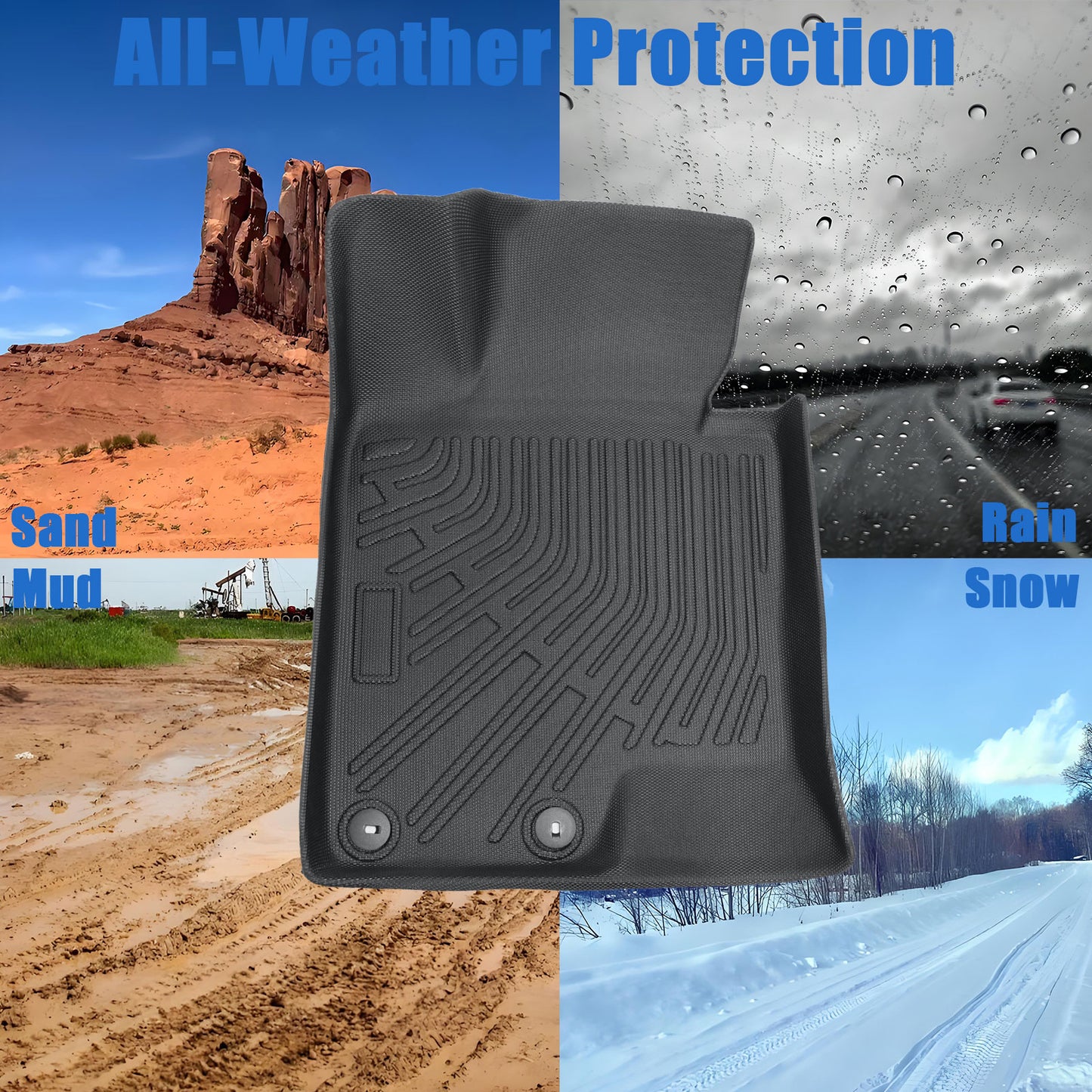 2 Row Floor Mats Liner For 2011-2015 Hyundai Sonata Hybrid / Hybrid Limited TPE