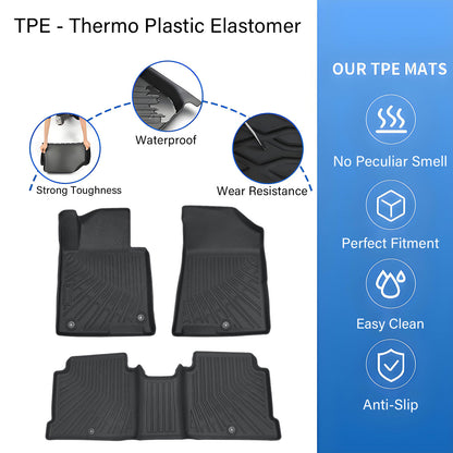 Floor Mats Liner For 2016-2020 Kia Optima 2015-2019 Hyundai Sonata 4-Door TPE 3x