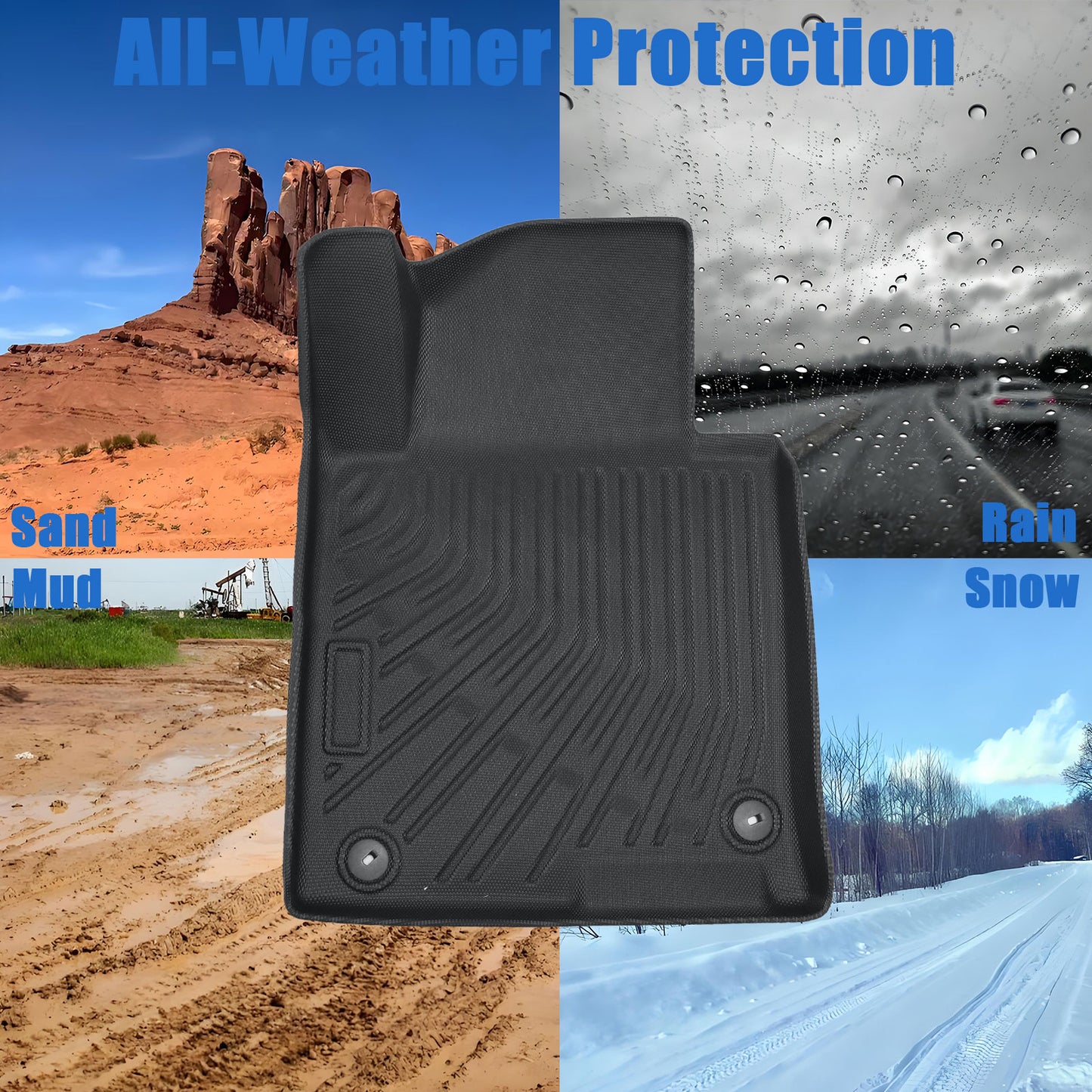 Floor Mats Liner For 2016-2020 Kia Optima 2015-2019 Hyundai Sonata 4-Door TPE 3x