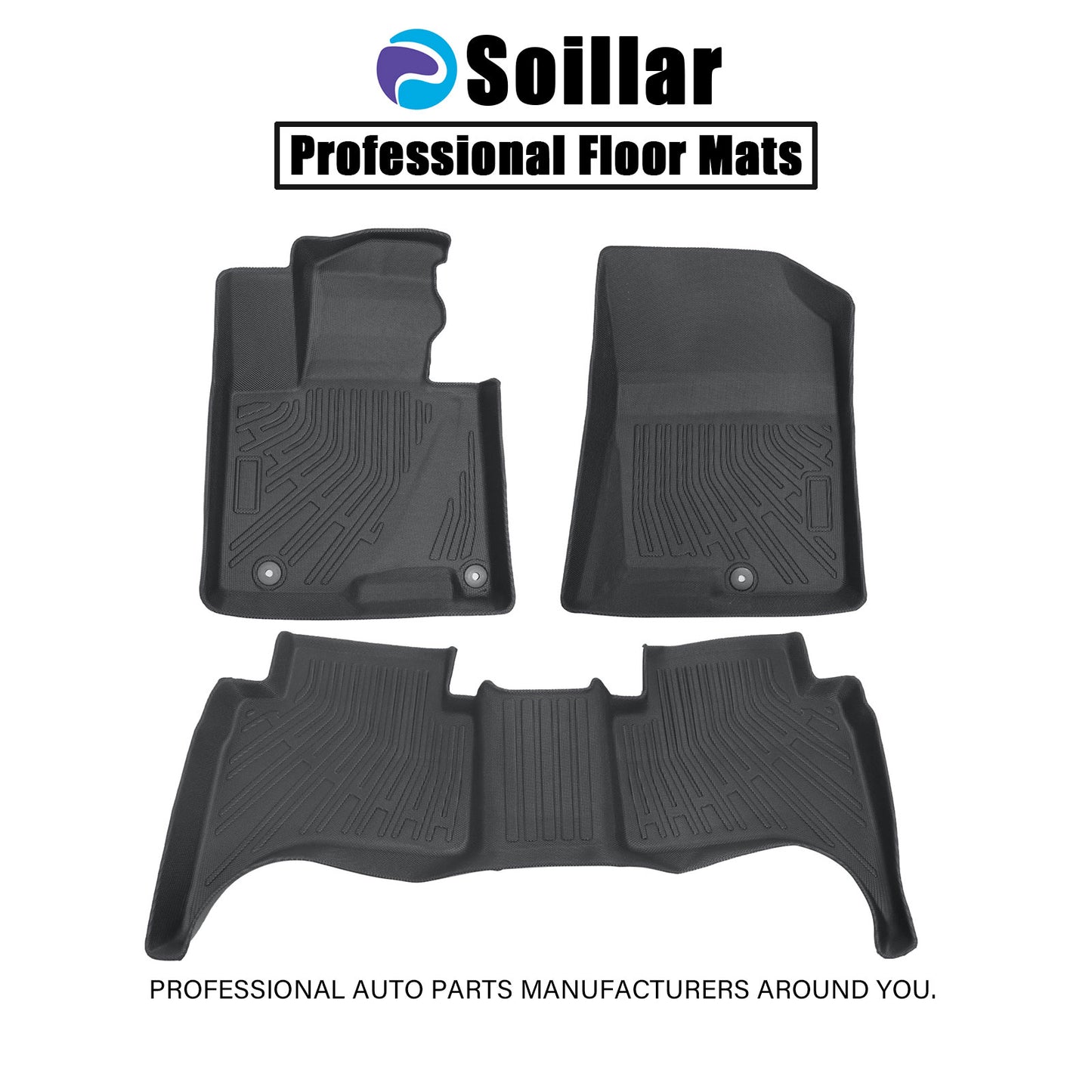 Fits 2022-2025 Hyundai Santa Cruz TPE 3D Front & Rear Floor Mats Liner Black 3X