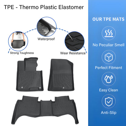 Fits 2022-2025 Hyundai Santa Cruz TPE 3D Front & Rear Floor Mats Liner Black 3X