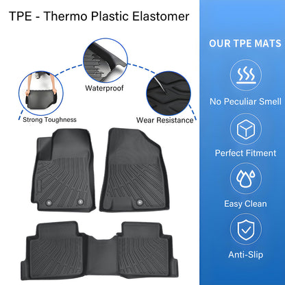 For 2024 2025 Hyundai Kona TPE 3D Front & 2nd Row Floor Mats Liner All Weather