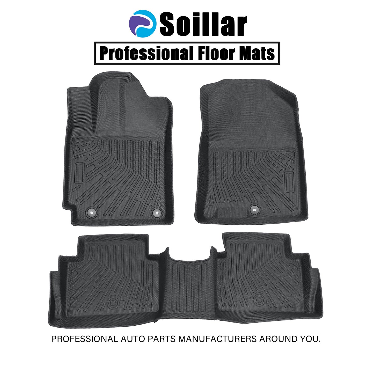 For 2018 2019 Hyundai Kona TPE 3D Front & 2nd Row Floor Mats Liner All Weather