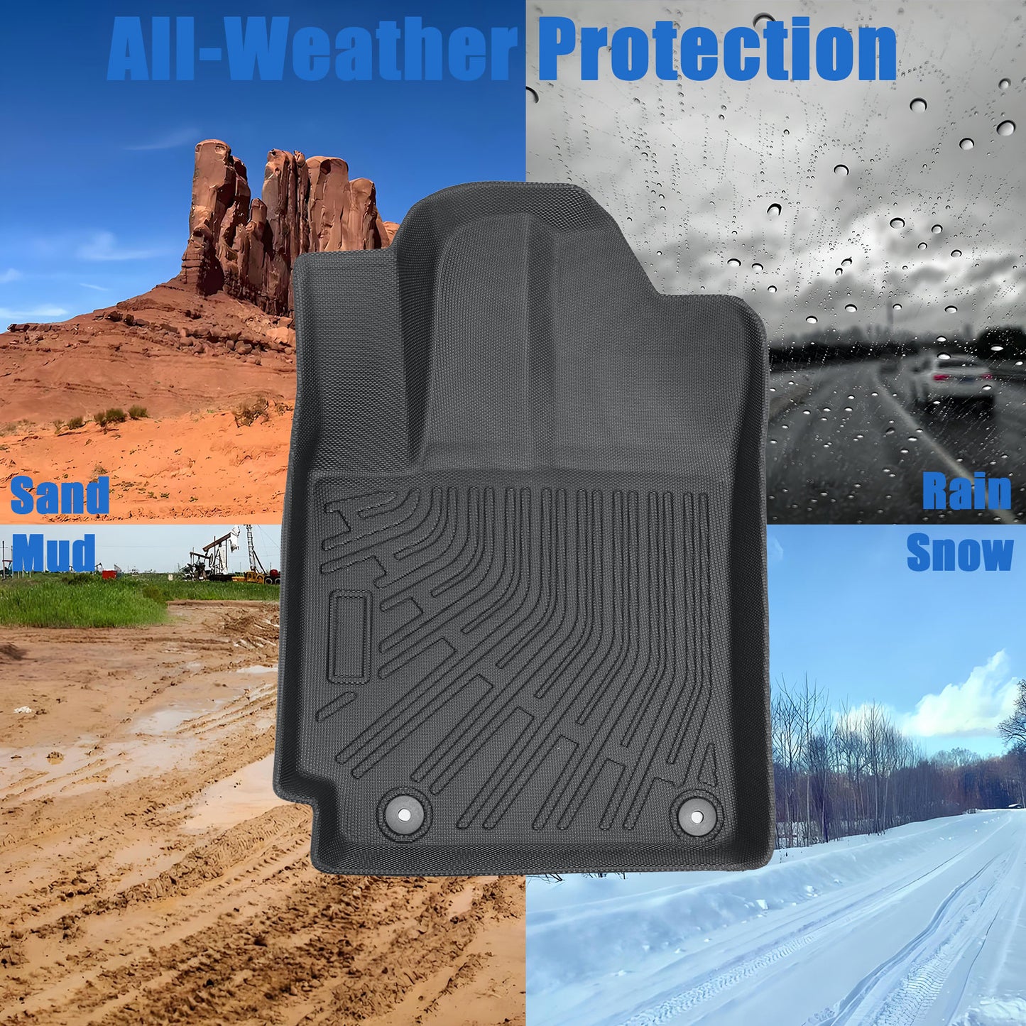 For 2018 2019 Hyundai Kona TPE 3D Front & 2nd Row Floor Mats Liner All Weather