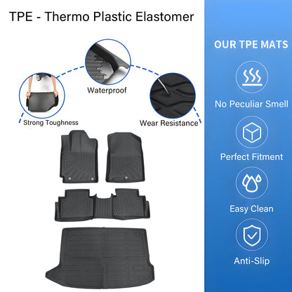 TPE Floor Mats Liners+Trunk Cargo Liner For 2018-2023 Hyundai Kona All Weather