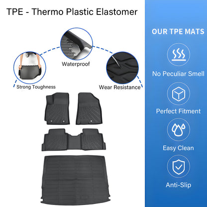 TPE Floor Mats Liners+Trunk Cargo Liner Fits 2024-2025 Hyundai Kona Gas Weather