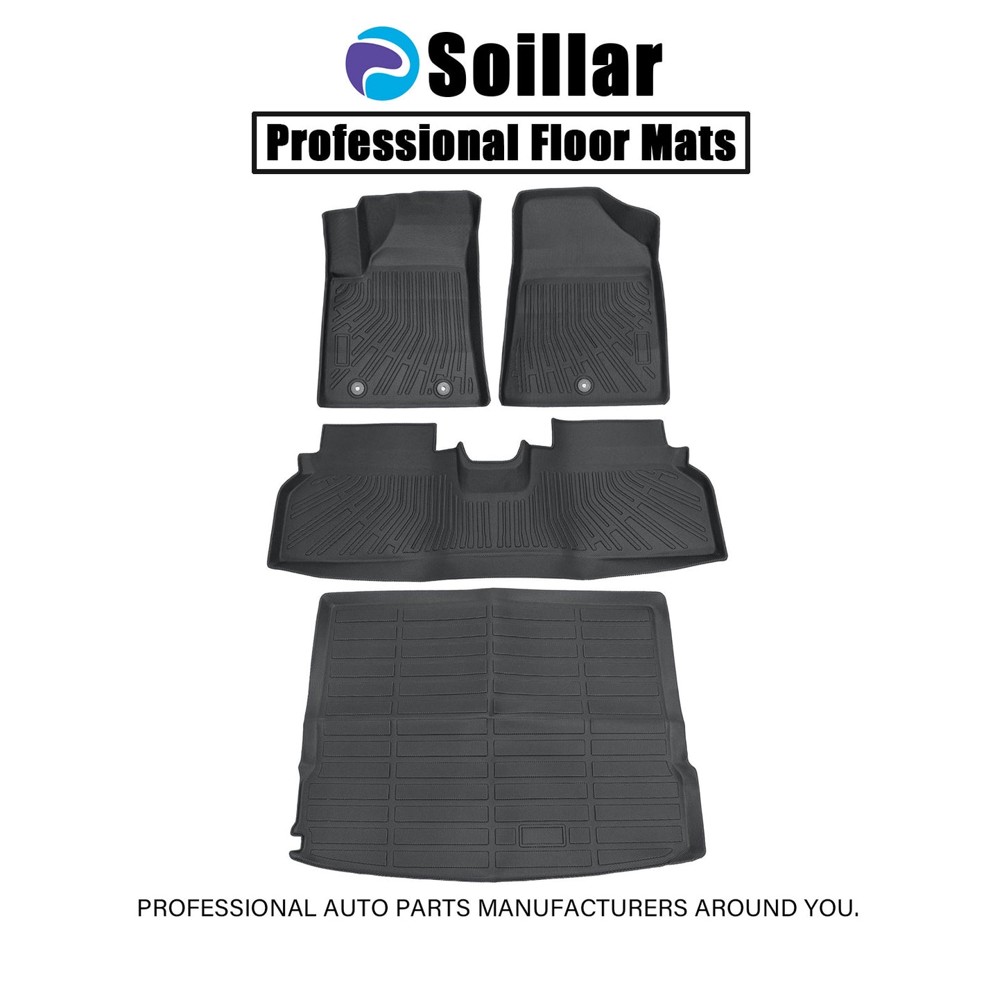 For 2024 Hyundai Kona EV Electric TPE 3D Front+2nd Floor Mats Liner All Weather
