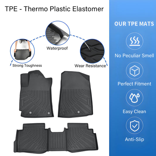 Floor Mats Liner For 2019-2024 Kia Forte 5 Seats Front-Rear All Weather TPE 3Pcs