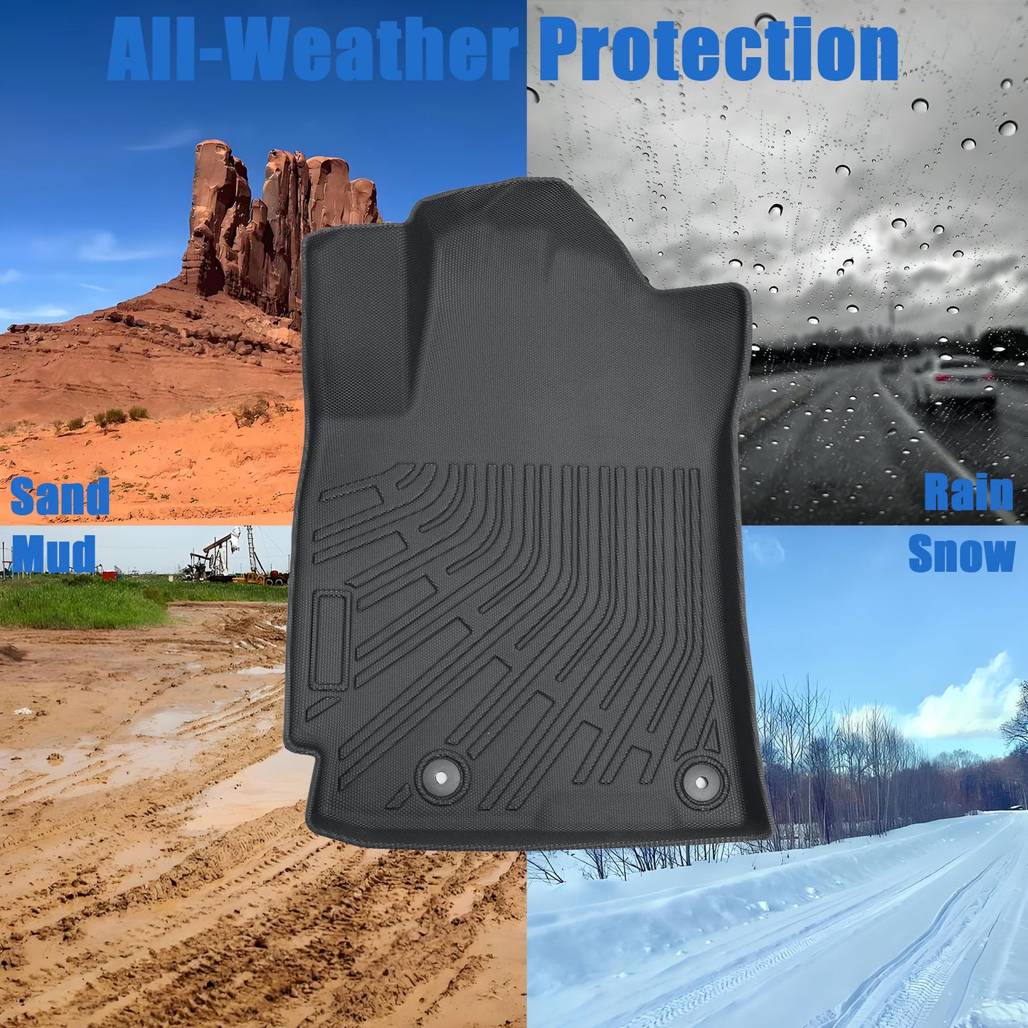 Floor Mats Liner For 2019-2024 Kia Forte 5 Seats Front-Rear All Weather TPE 3Pcs