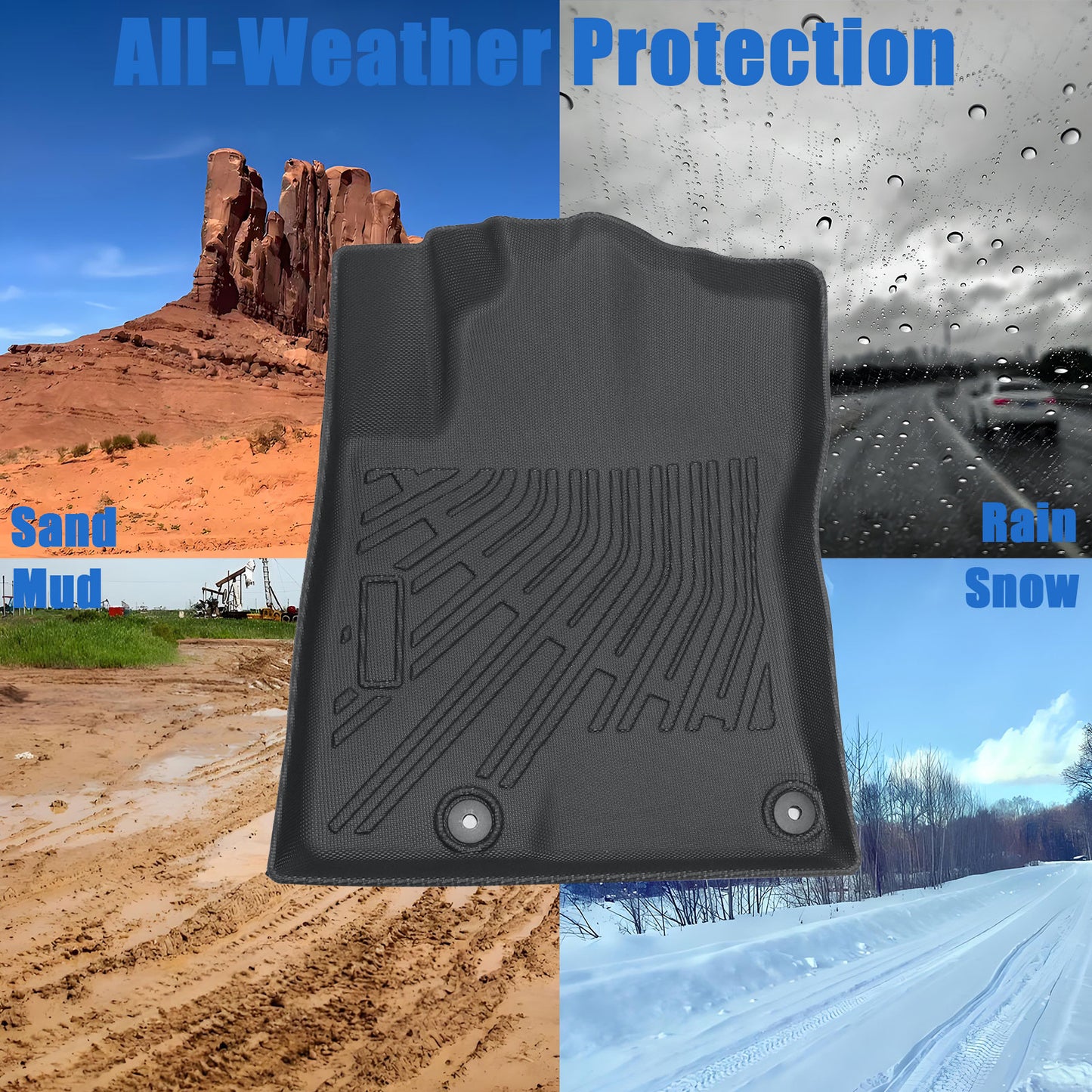 For 2023-2025 Kia Niro FHEV Front+Rear TPE Floor Mats Liner Anti-Slip Protector
