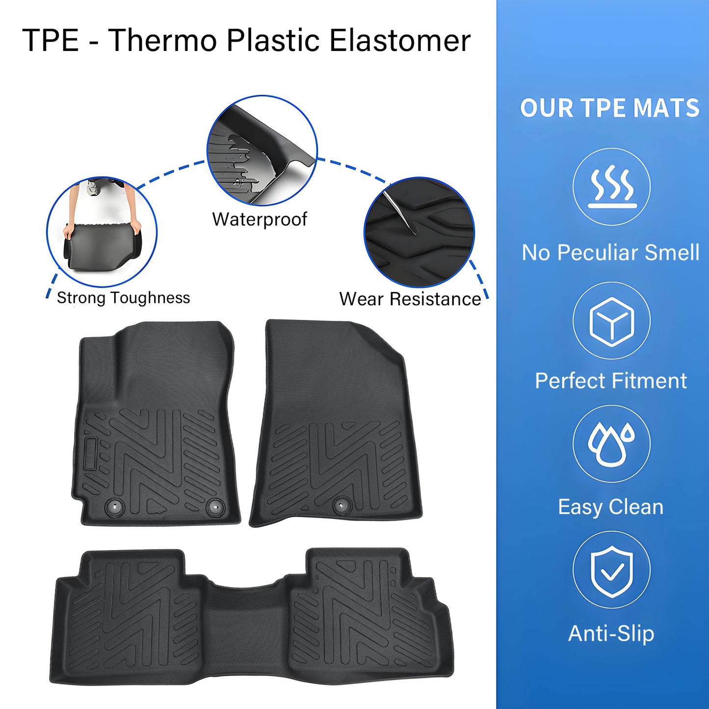 TPE Fits 2020 2021 Kia Soul Hatchback 1st+2nd Row Floor Mats Liners All Weather