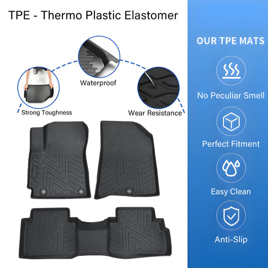 TPE Fits 2020 2021 Kia Soul Hatchback 1st+2nd Row Floor Mats Liners All Weather
