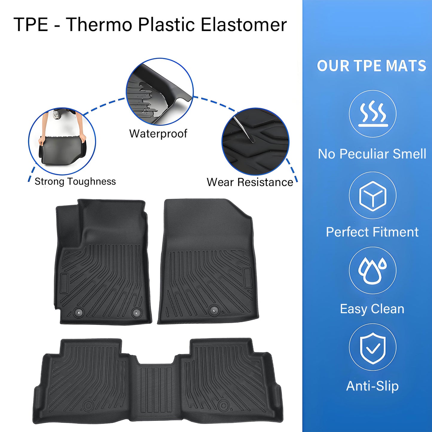 For 2021-2025 Kia Seltos Front & Rear Row TPE Floor Mats Liner Replacement Set