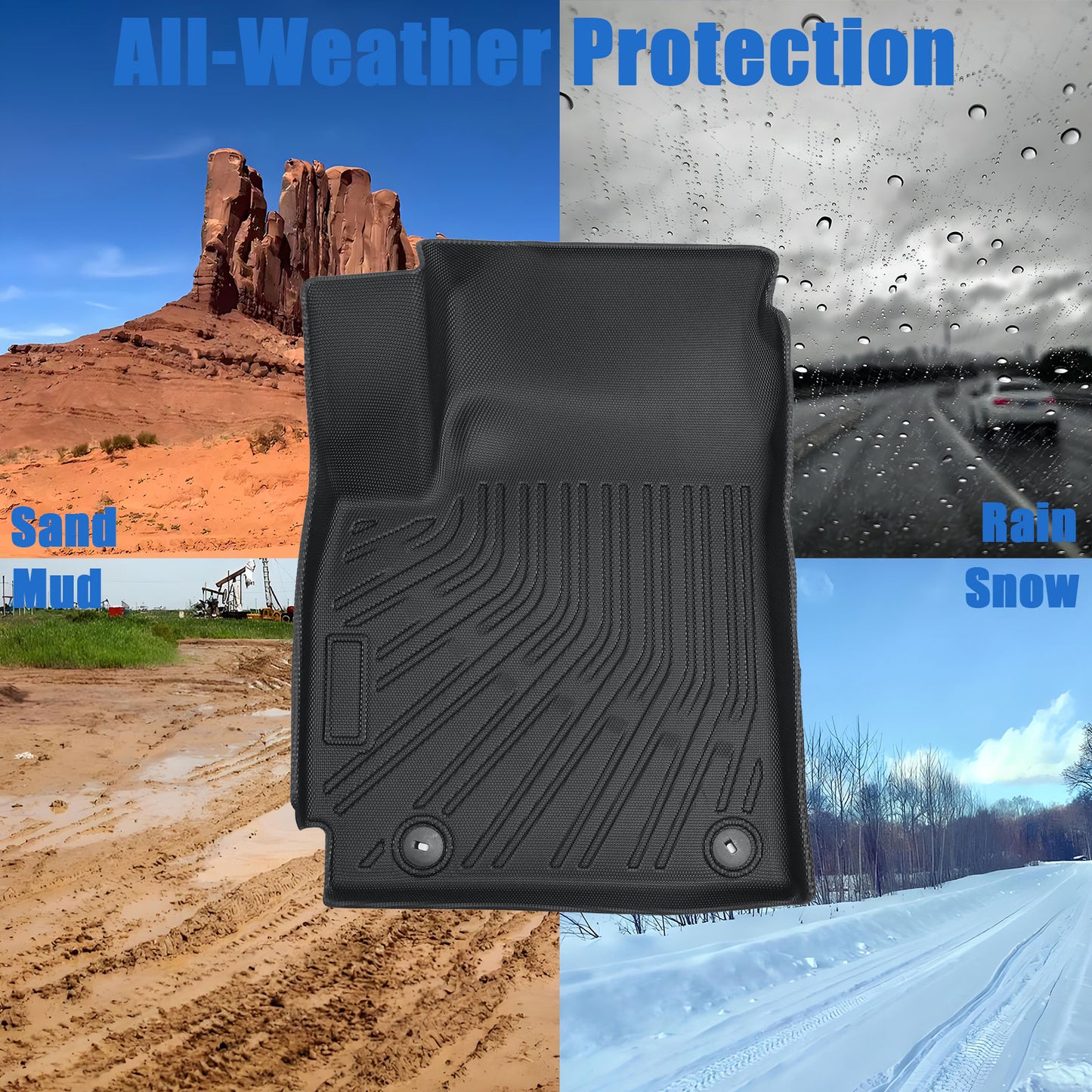 For 2021-2025 Kia Seltos Front & Rear Row TPE Floor Mats Liner Replacement Set