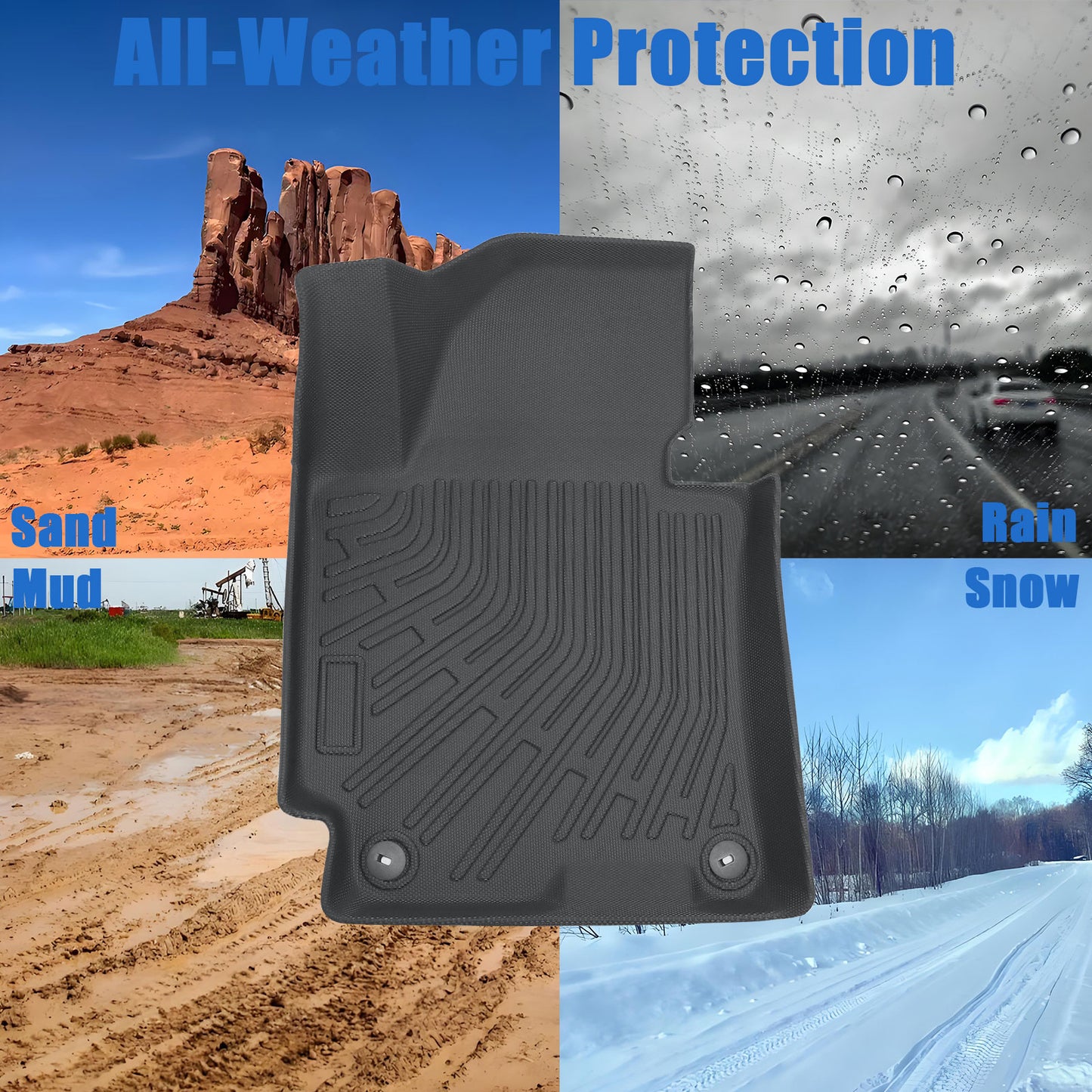 Floor Mats Liner For 2011-2016 Hyundai Elantra 4-Door Front-Rear All Weather TPE