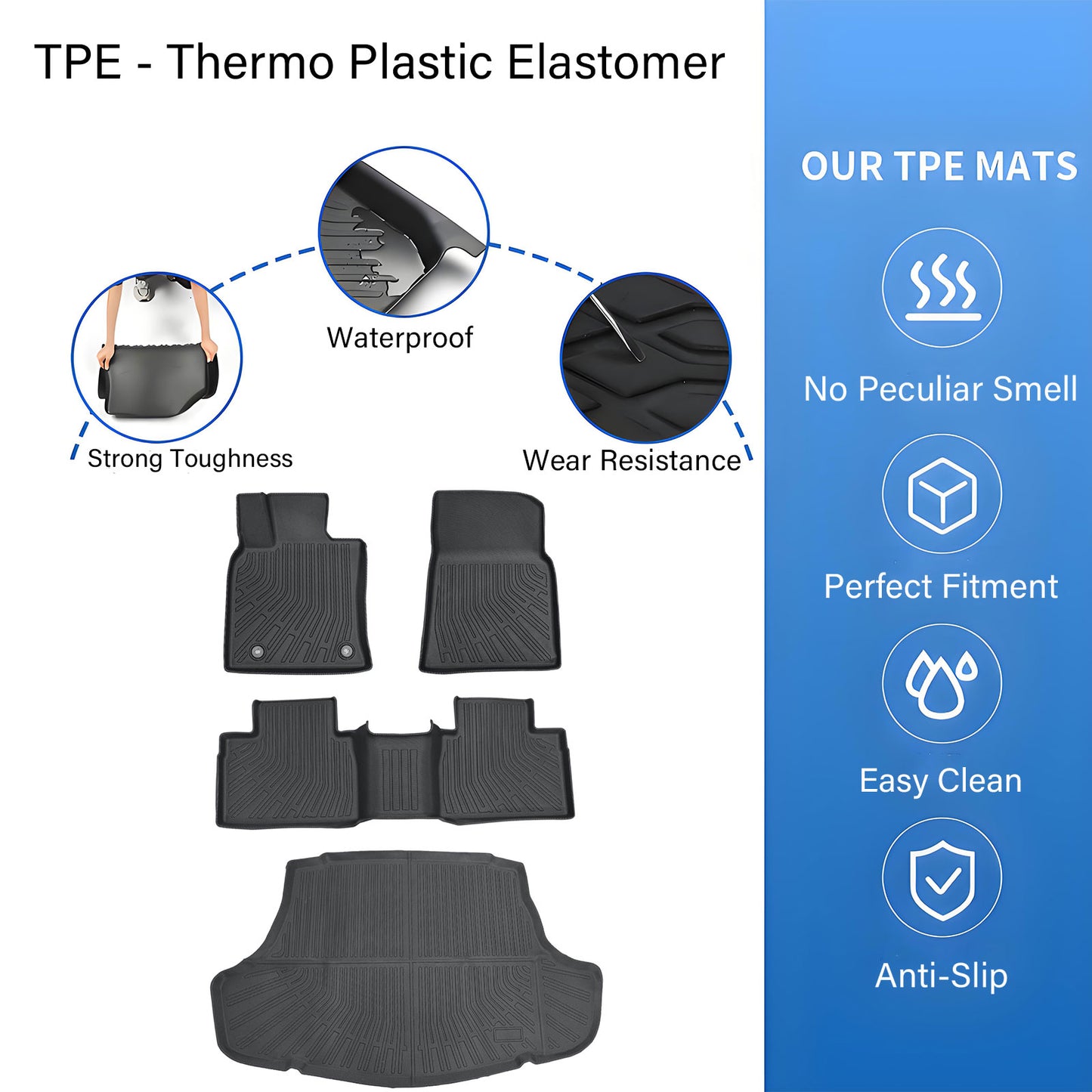 For 2025 Toyota Camry Gas Hybrid TPE Floor Mats & Cargo Trunk Liner Waterproof