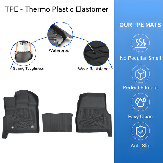 Floor Mats Liner TPE Fits 2015-2025 Ford F-150 Regular Cab 1st Row Bucket Seat