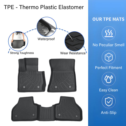 TPE Front & 2nd Row Floor Mats Liner Set Fits 2011-2017 BMW X3 F25 Waterproof