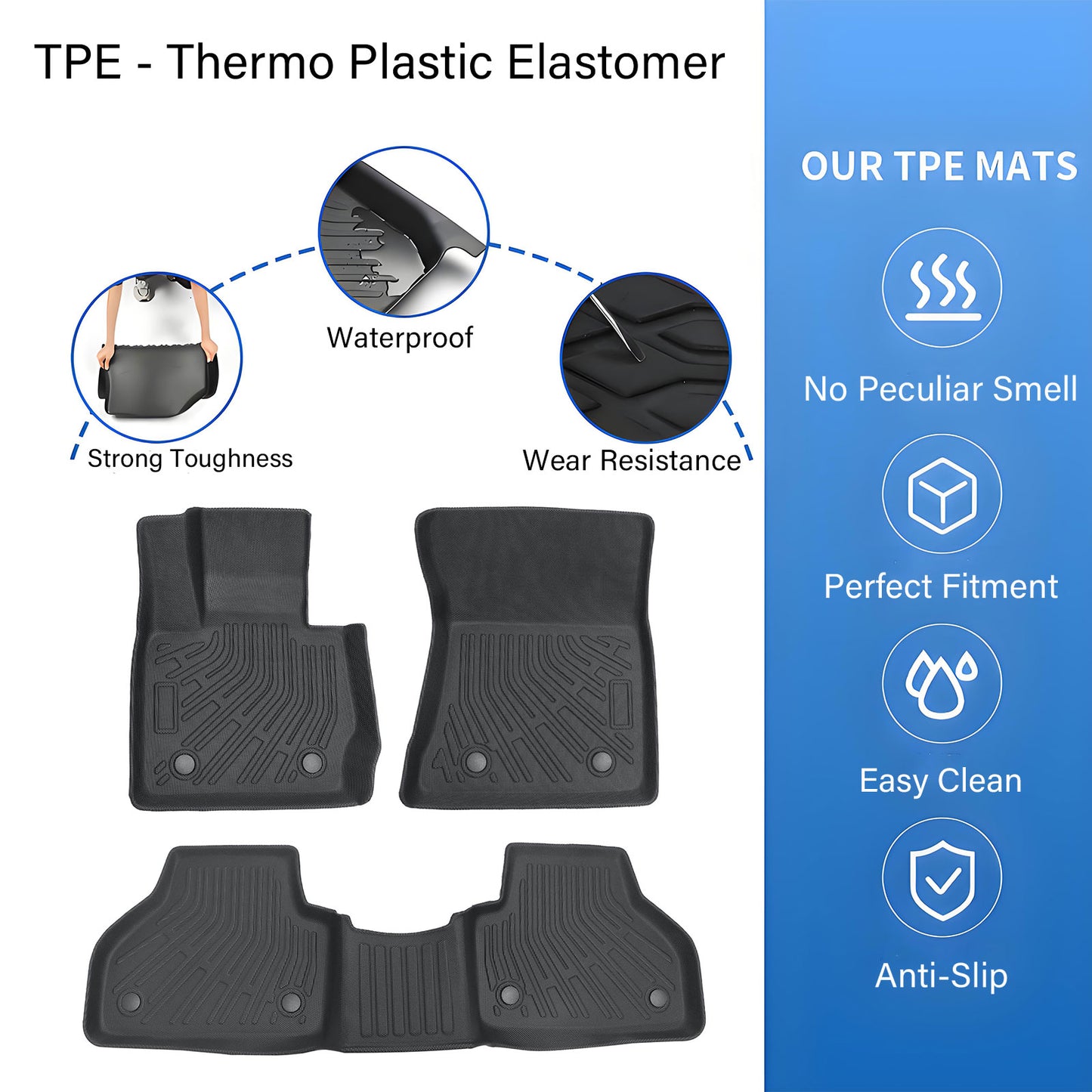 New Fits 2011-2018 BMW X3/2015-2018 BMW X4 TPE Floor Mats Liner 4-Door Black 3X