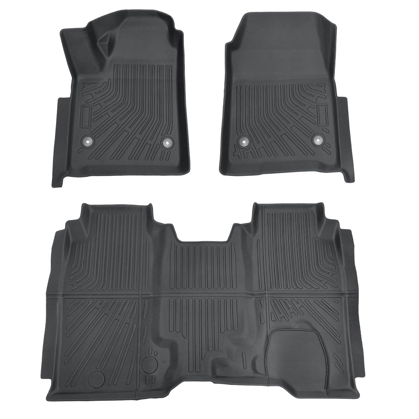For 2024 2025 Chevy Silverado EV WT TPE Front & Rear Floor Mats Liners Set 3Pcs