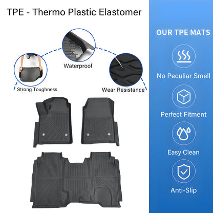 For 2024 2025 Chevy Silverado EV WT TPE Front & Rear Floor Mats Liners Set 3Pcs