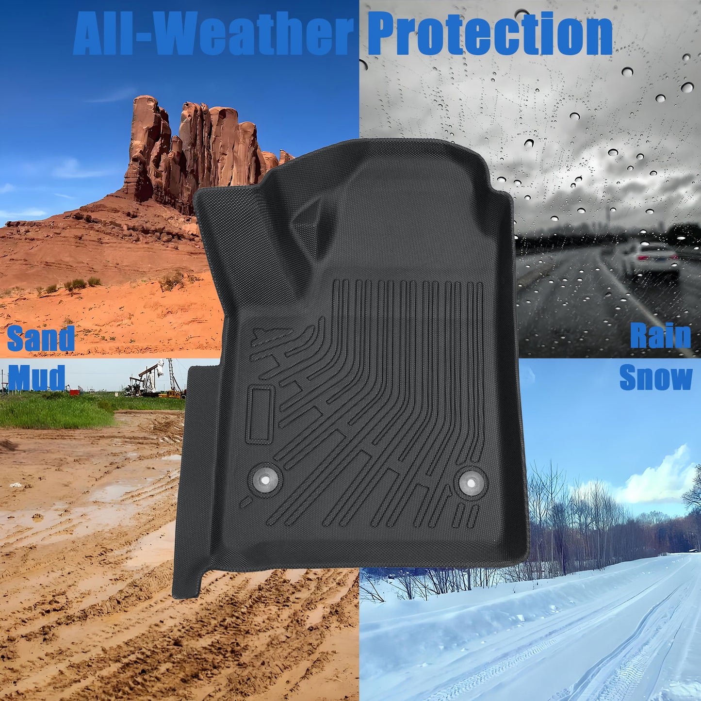 For 2024 2025 Chevy Silverado EV WT TPE Front & Rear Floor Mats Liners Set 3Pcs