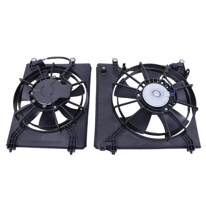 Pair of L/R AC Condenser Fan Assemblies with Shroud for Acura ILX 16-21