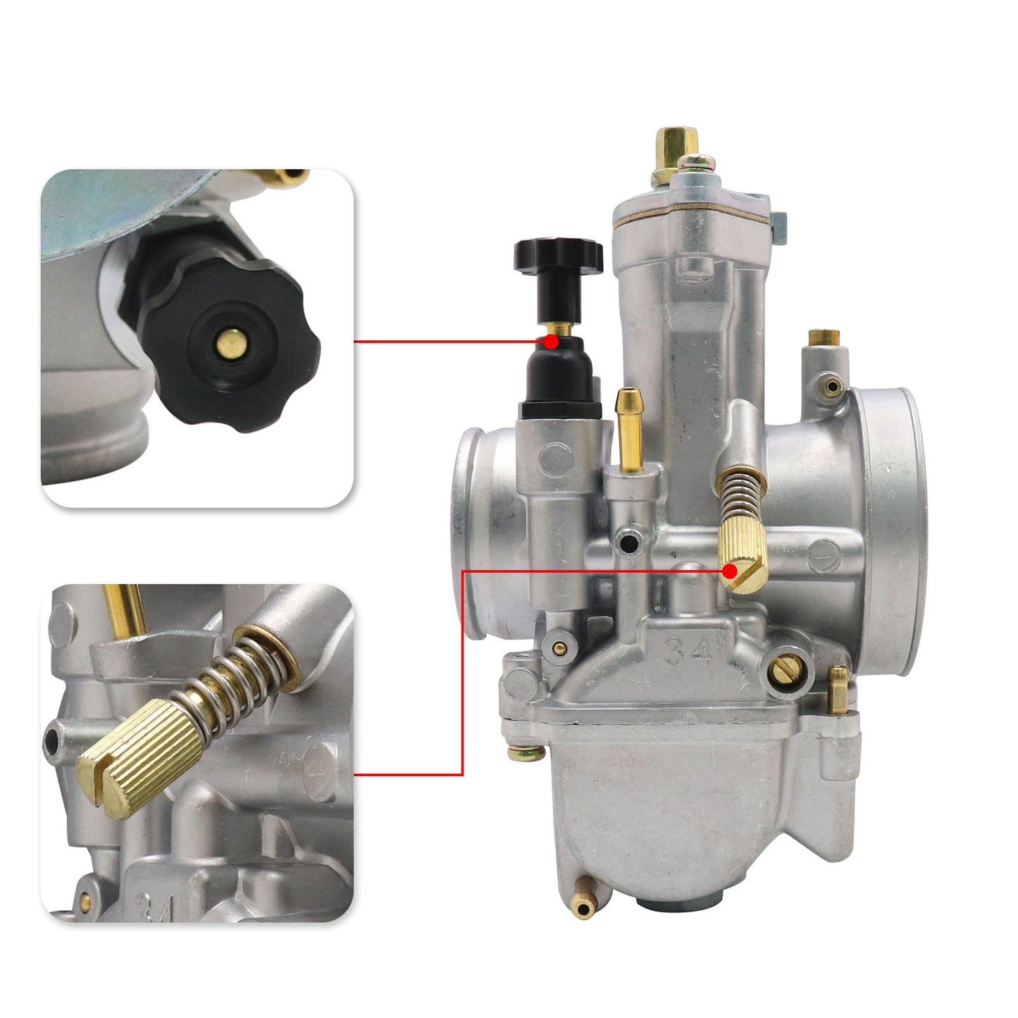 PWK 34mm Pre-Jetted Carburetor For Honda CR125R 1979-2008 CR125M 1974-1978