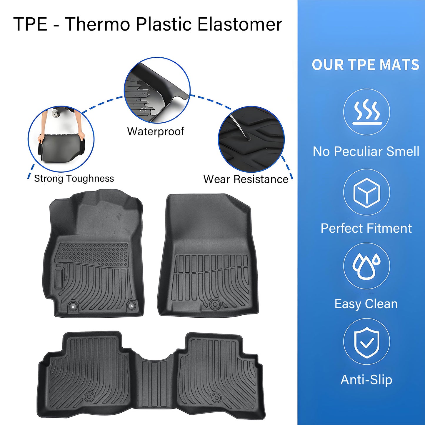 Floor Mats Liner For 2021-2024 Hyundai Elantra Hybrid Front-Rear All Weather TPE