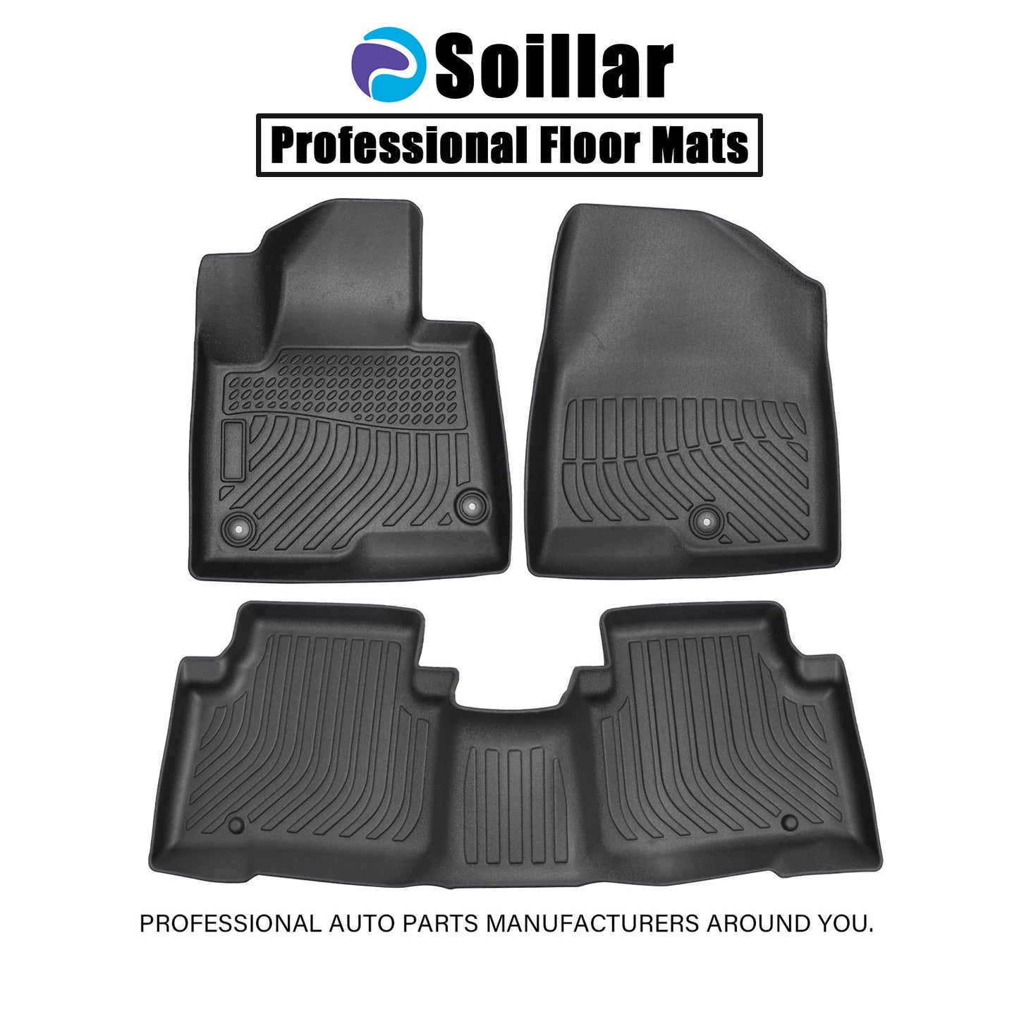 Fits 2017 2018 Hyundai Santa Fe 5 Seats TPE 3D Front-Rear Floor Mats Liner 3Pcs