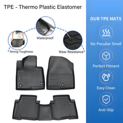 Fits 2017 2018 Hyundai Santa Fe 5 Seats TPE 3D Front-Rear Floor Mats Liner 3Pcs