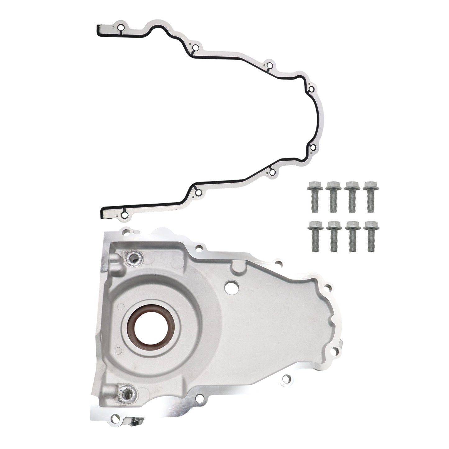 For LS Gen 4 Front Engine Timing Chain Cover w/10AN Twin Turbo Oil Drain Fitting