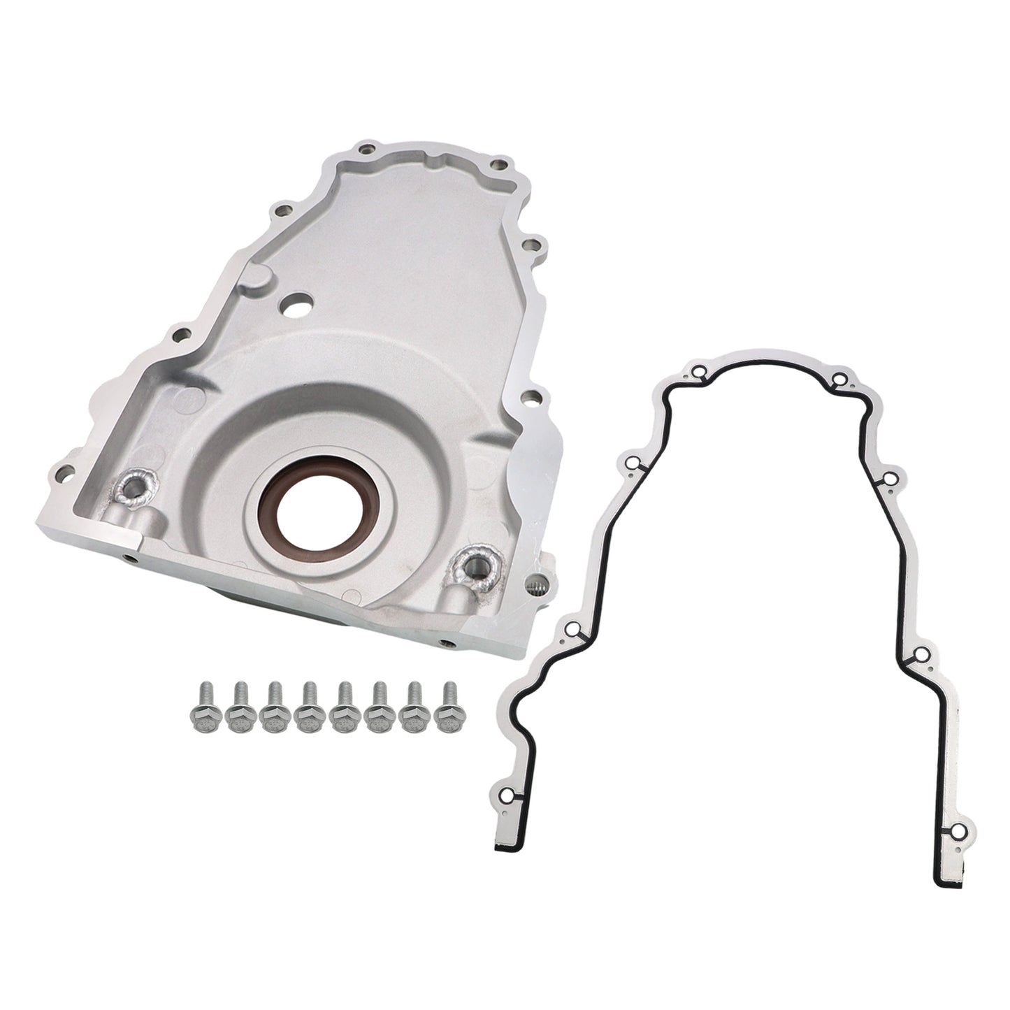 For LS Gen 4 Front Engine Timing Chain Cover w/10AN Twin Turbo Oil Drain Fitting