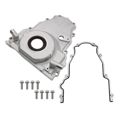For LS Gen 4 Front Engine Timing Chain Cover w/10AN Twin Turbo Oil Drain Fitting