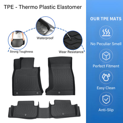 Floor Mats Liner For 2019-2025 Genesis G70 AWD 4-Door Front-Rear All Weather TPE
