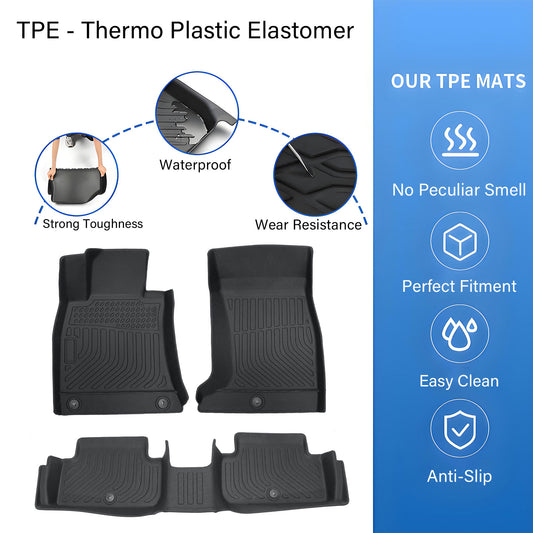 Floor Mats Liner For 2019-2025 Genesis G70 AWD 4-Door Front-Rear All Weather TPE