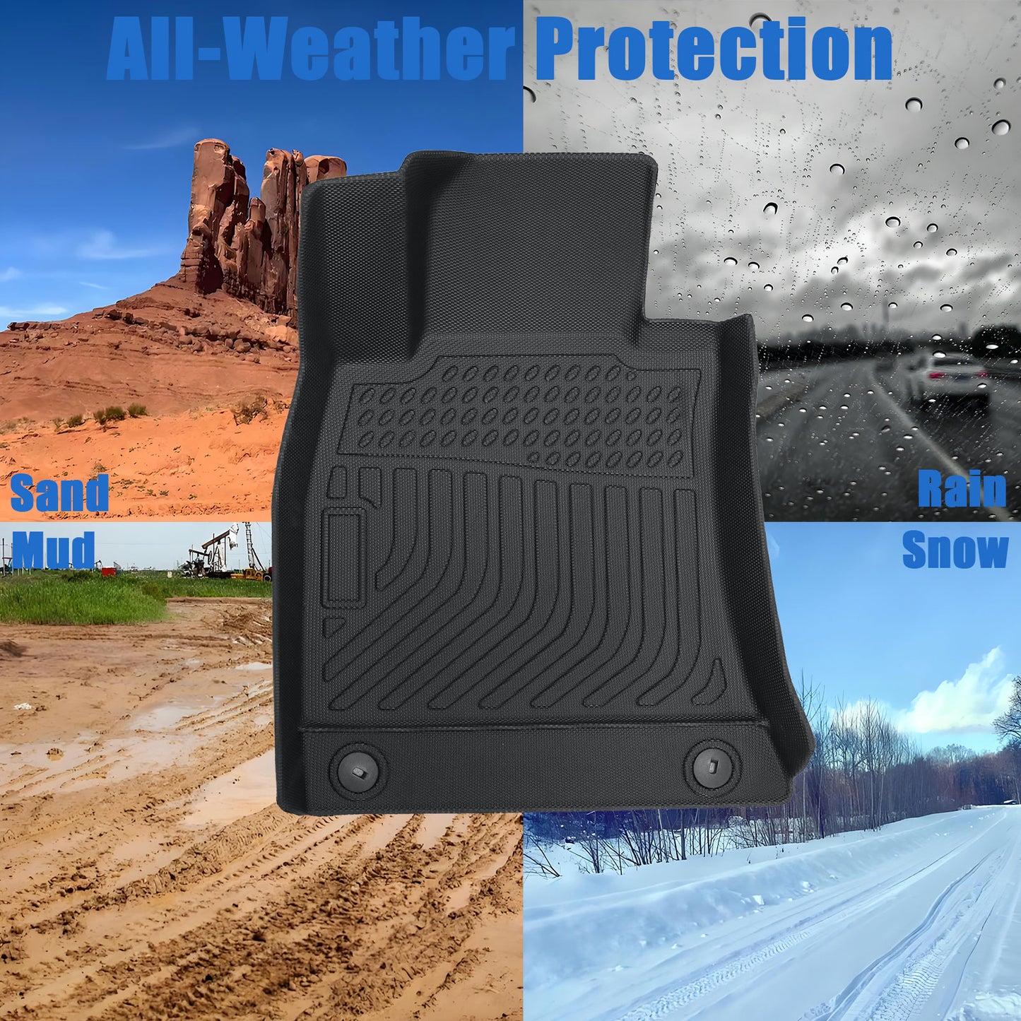 Floor Mats Liner For 2019-2025 Genesis G70 AWD 4-Door Front-Rear All Weather TPE