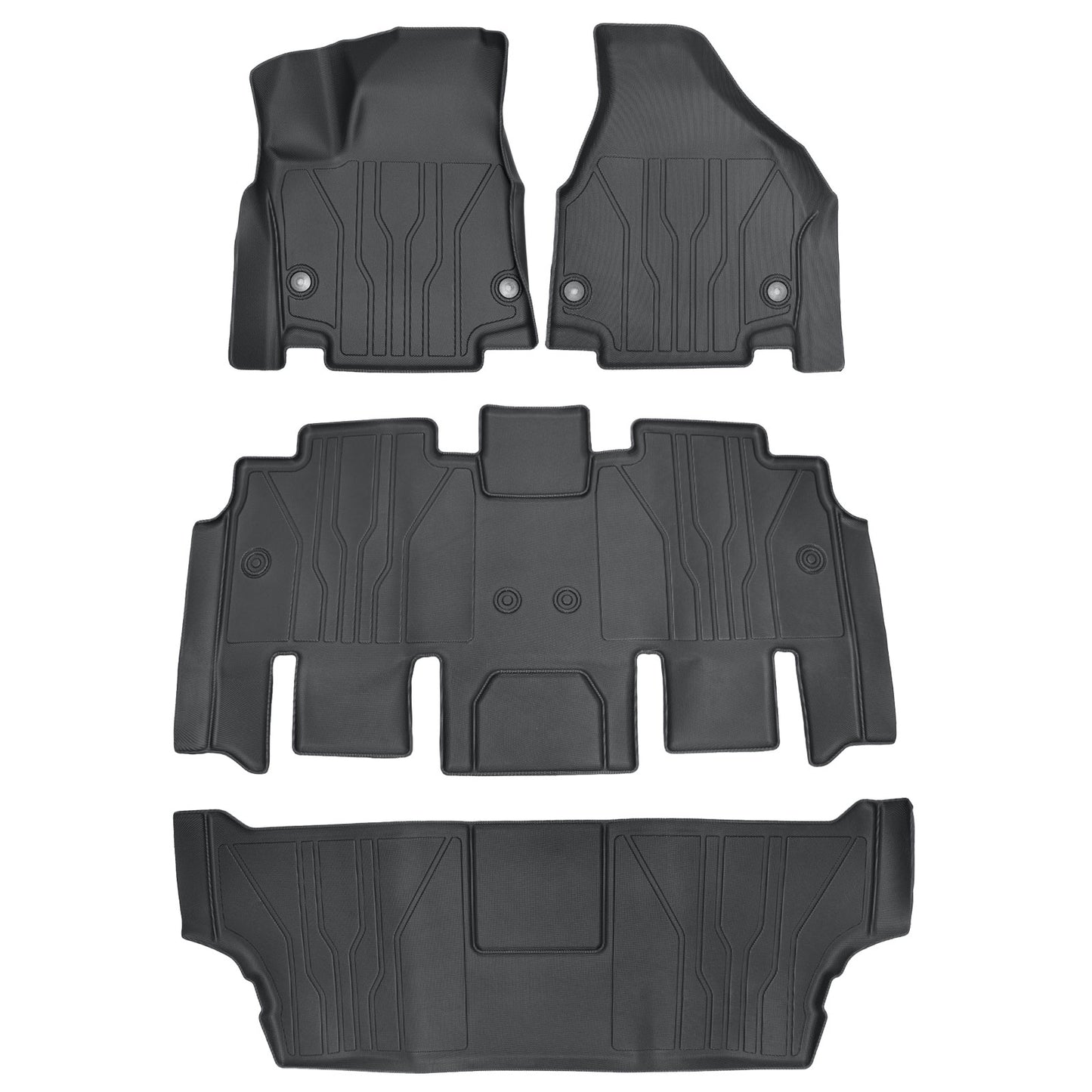 3 Rows TPE Floor Mats Liners Waterproof For 2017-2025 Chrysler Pacifica Black