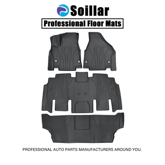 3 Rows TPE Floor Mats Liners Waterproof For 2017-2025 Chrysler Pacifica Black