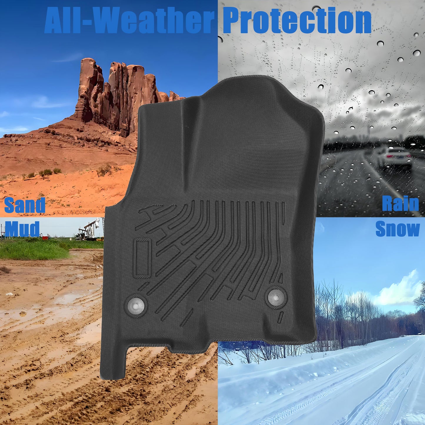 3D TPE Floor Mats Liner Black 3Pcs For 2025 2026 Ram 1500 Quad Cab Bucket Seat