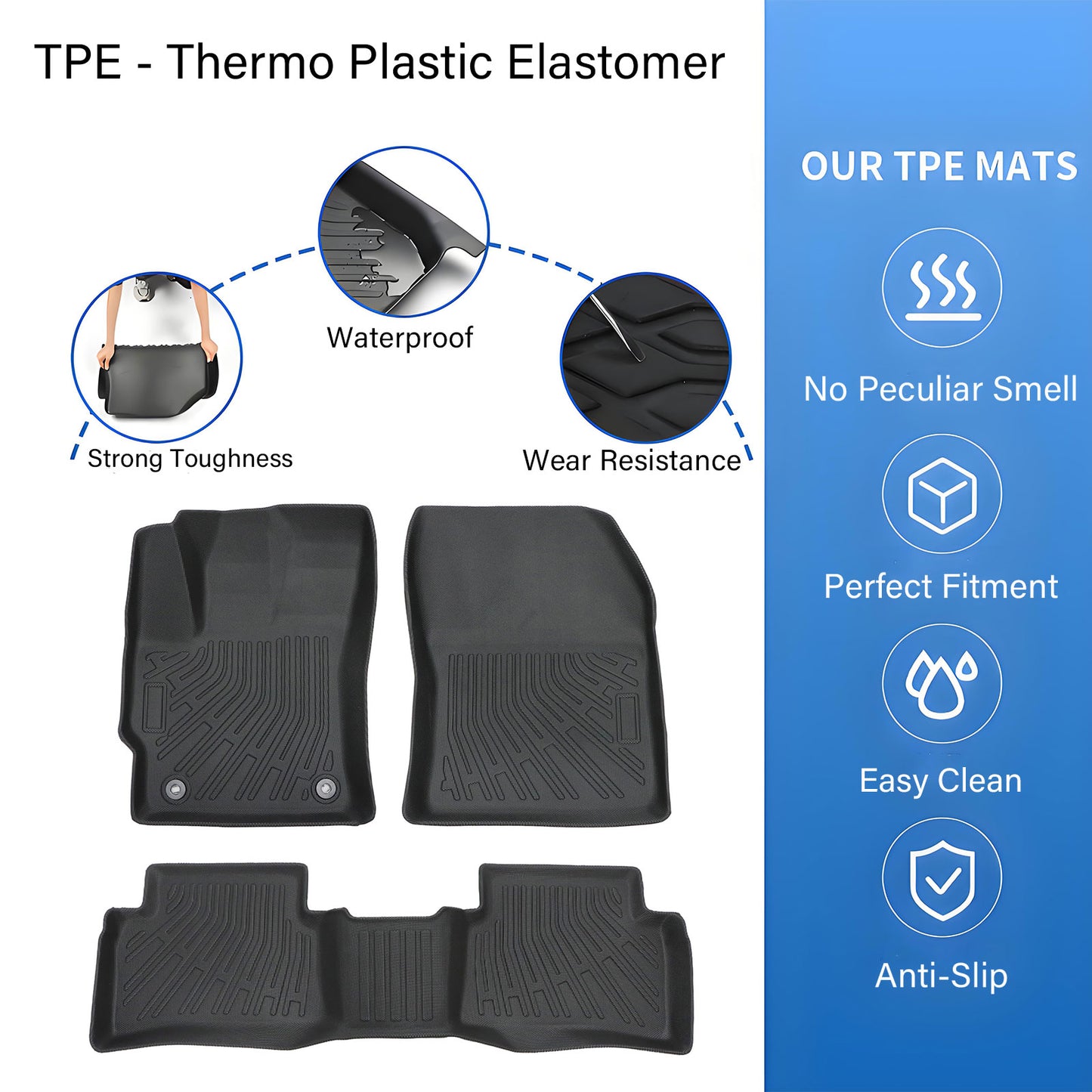 TPE 2-Row Floor Mats Liner Set Waterproof For 2019-2026 Toyota Corolla Hatchback