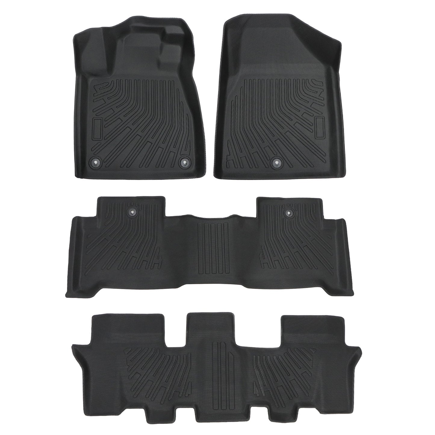 TPE 3D Floor Mats Liners Set For 2007-2013 Acura MDX 3 Row All Weather Black