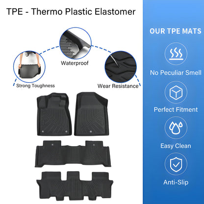 TPE 3D Floor Mats Liners Set For 2007-2013 Acura MDX 3 Row All Weather Black