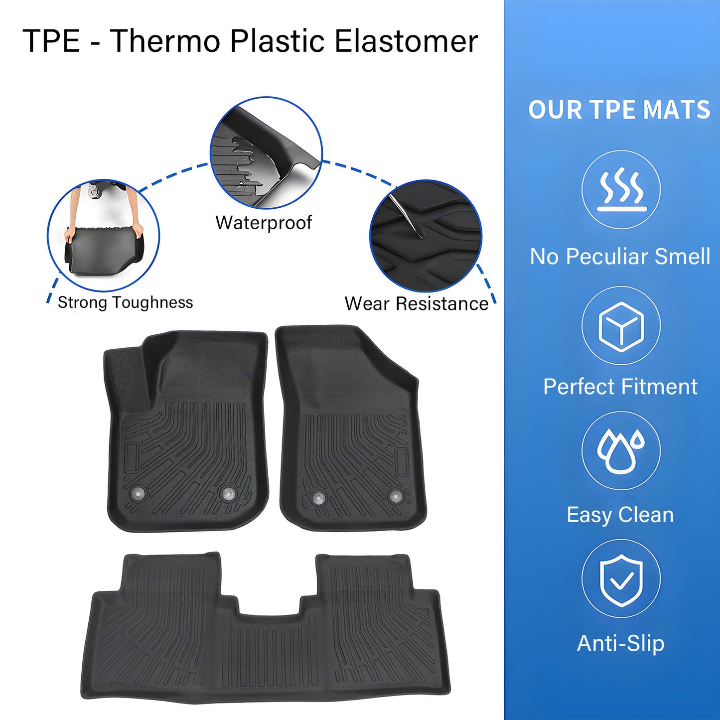 For 2016-2020 Buick Envision 5-Passengers Front+Rear TPE Floor Mats Liners Set