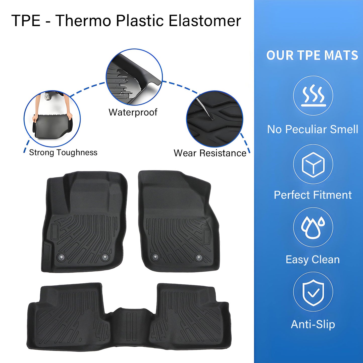 1st+2nd Row Floor Mats Liner TPE Fits 2010-2013 Mazda 3 Anti-Slip New Full Set