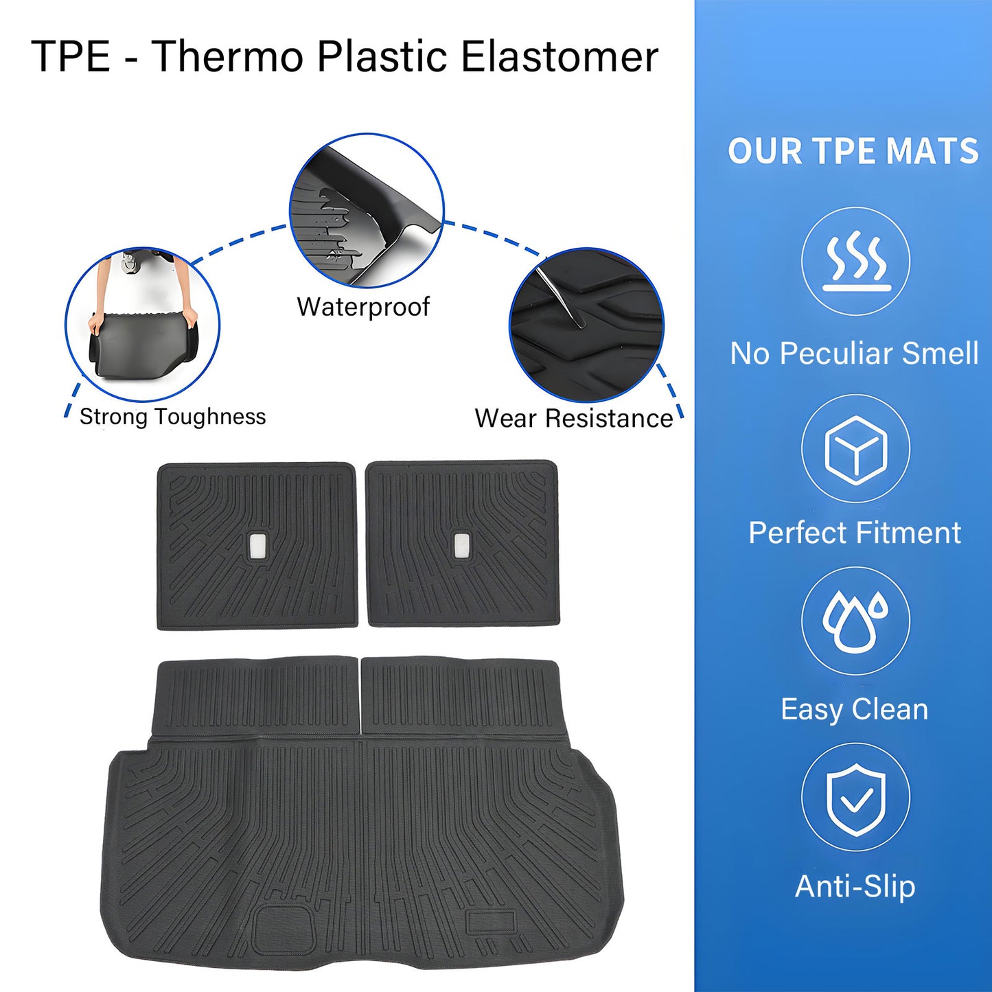 TPE For 2020 2021 Mercedes-Benz GLS-Class X167 Backrest Mats+Trunk Cargo Liners